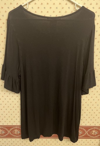 Philosophy Women's Black Short Ruffle Sleeve Shirt Size Extra Large XL - Picture 3 of 3