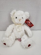 Russ Teddy Bear Lil Bumpkin White SOFT Heart on Feet Rare 9 "