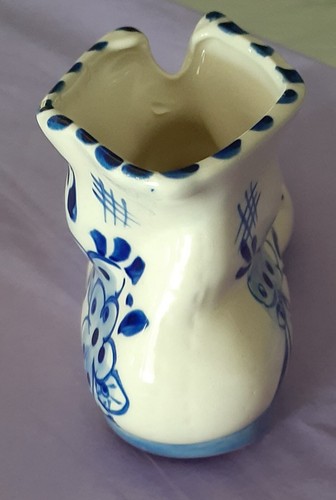 Statuina stivaletto ceramica mulino a vento blu decorativo dipinto a mano 3,75" L - Foto 6 di 6