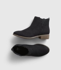 NWT Gap Kids Scalloped Ankle Boots, Black, Sz. 12