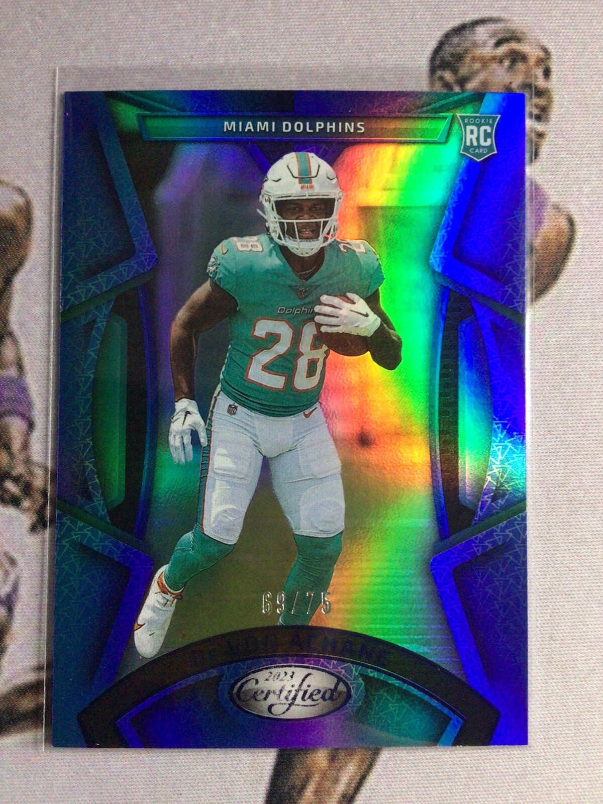 2023 Panini Certified Devon Achane Blue Parallel Rookie /75 - Beautiful Mint RC