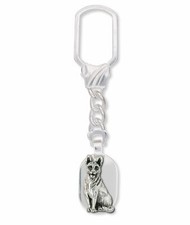 German Shepherd Key Ring Jewelry Sterling Silver Handmade Dog Key Ring DO20-KR