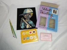 Vtg 1966 Craft Master Paint By Number Painting Black Velvet Little Boy UNFINISHE