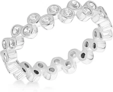 Gorgeous Bubbles Link Eternity Band With Lab-Grown Diamonds & Real 950 Platinum