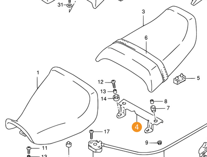 93-98 GSXR-1100-W-WP Suzuki New Genuine Seat Lock Bracket Plate