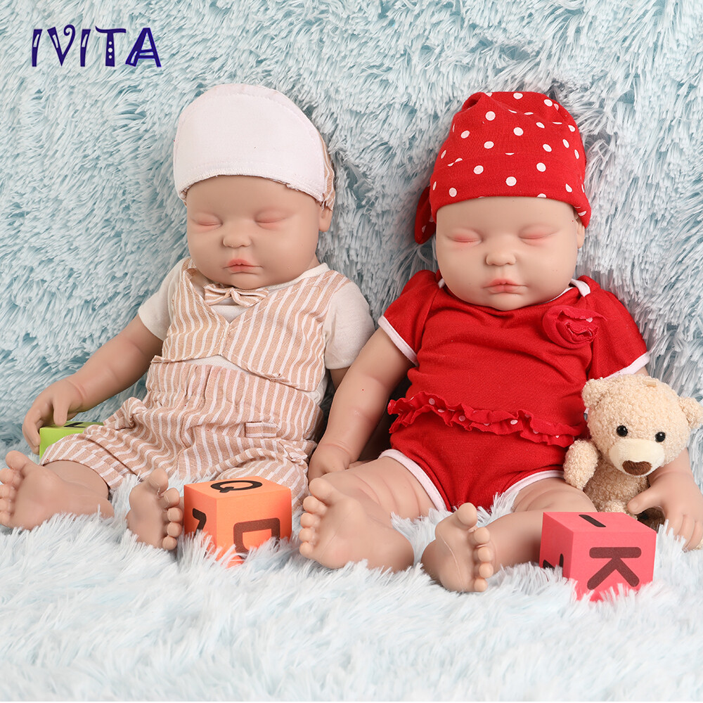 Eyes Closed Newborn 18" Lifelike Reborn Baby Doll Full Body Silicone Boy or Girl