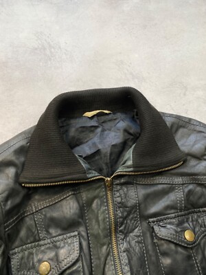 Vintage IF SIX WAS NINE LGB Style Multi Pocket Leather Jacket Size