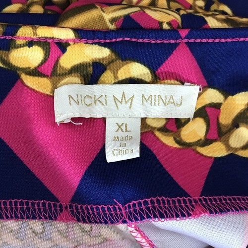 Nicki Minaj Diamond Gold Chain Leggings Womens Junior XL Pink Blue Gold Elastic - Picture 2 of 10