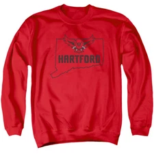 University of Hartford Adult Crewneck Sweatshirt State Shape, Red, S-3XL