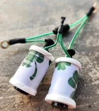 1" 8-32 Tattoo Parts Coils 8 Wrap White Lucky Shamrock 4 Leaf Clover Candy Green