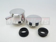 Polish Aluminum Smooth Valve Cover Breather & Oil Cap set Chevy Ford Hot Rod SBC