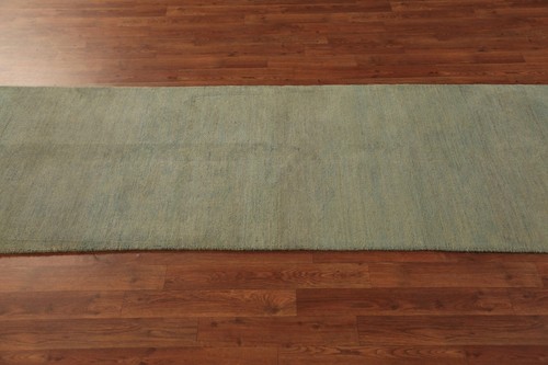 Contemporary Gabbeh Solid Design Wool 10 ft. Runner Rug Perfect for Hallway 3x10 - Picture 12 of 17