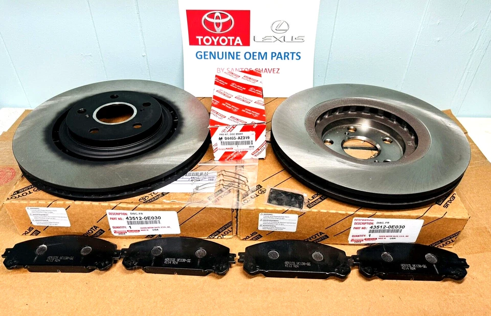 Kit de rotor de freno delantero y pastillas Toyota Highlander 2008-2019 pieza original OEM Foto 3 de 4