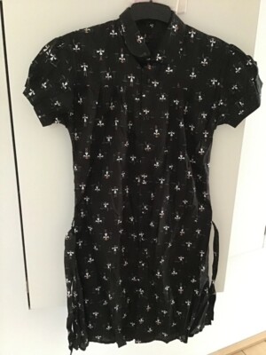 blusen kleid motel schwarz L hand gedruckt in bali wasserträger/in print boho