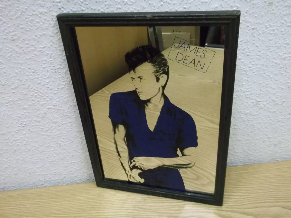 James Dean Mirror Wooden Frame 31x23 Advertising Vintage - Image 2 of 3