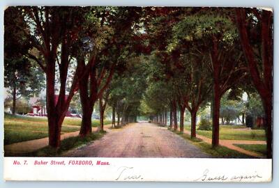 c1905's Baker Street Dirt Road Trees Residential Foxboro Massachusetts Postcard