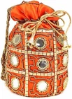 HANDMADE INDIAN ETHNIC CLUTCH SILK POTLI BATWA POUCH BAG WITH METAL BEADWORK