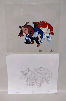 Street Sharks 1996 Original Animation Production Cel Slammu Streex Jab W Drawing