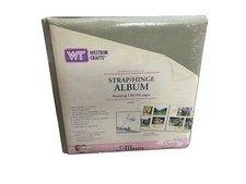 2002 Westrim Crafts 12x13 Strap/Hinge Album Sage With Cream Pages Cloth Album