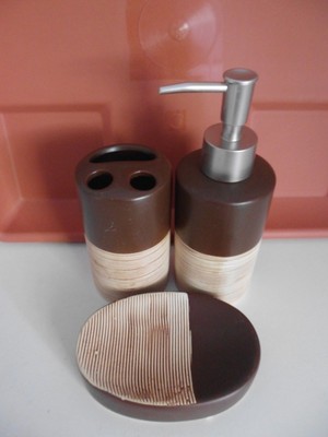 1x 3tlg. Bad Set Seifenspender Seifenschale Keramik Badset Neu | eBay