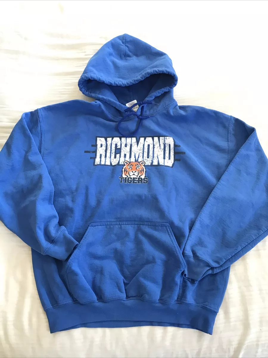 Gildan RICHMOND TIGERS blue pullover Hoodie sweatshirt LARGE