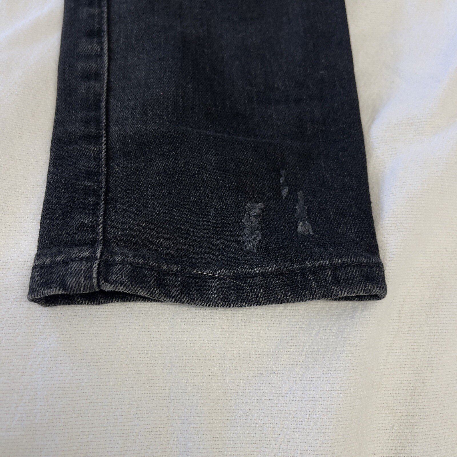 En Noir Jeans Distressed denim black button fly mens sz W33 L35 stretch USA made image 8