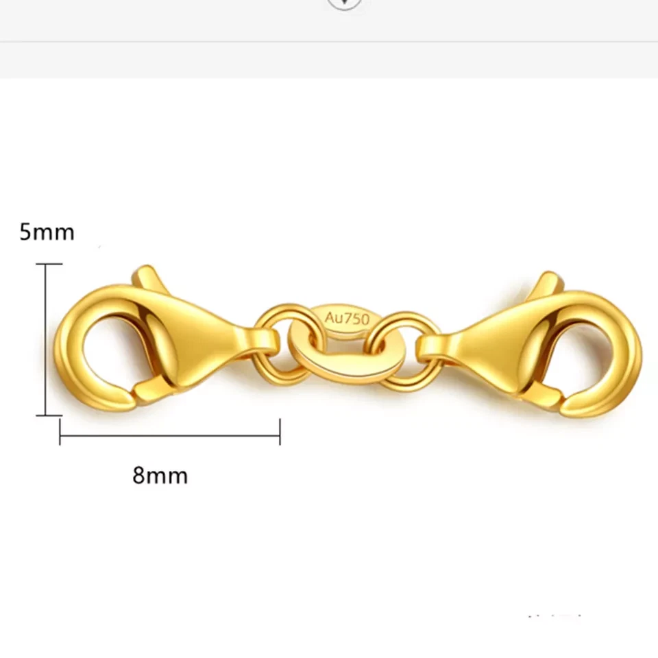 Pure Au750 18K Yellow Gold Lobster Clasp Extend Connector Diy For Chain 0.24in H - Image 4 of 4