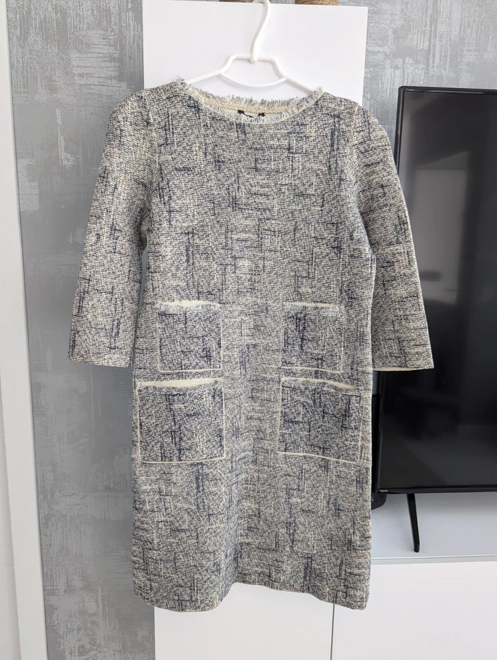 Blusa Vestido Louis Vuitton Tejido Deshilachado Azul Marfil Algodón Seda Mangas 3/4 M Foto 2 de 4