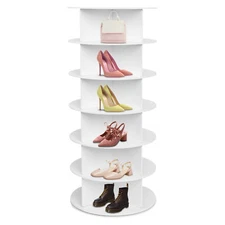 Round 360° Rotating 6 Tier Shoe Rack Tower Bag Display Organizer for Entryway