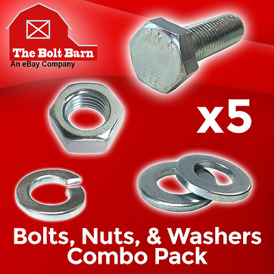 (5) M10-1.5x30 Class 10.9 Hex Cap Screws Hex Bolts, Nuts, Washers, Lock Washers