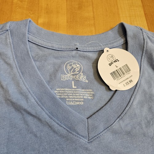 T-shirt da donna collo a V Buc-ee's Think Happy taglia L nuova con etichette leggere - Foto 11 di 12