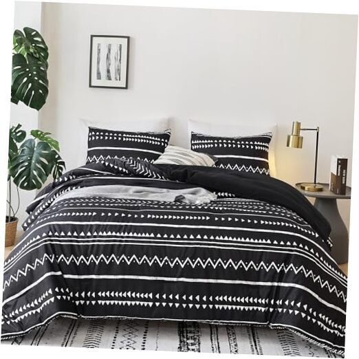 Comforter Set, Aztec Folkloric Art Pattern Bedding with Soft Queen Black-image