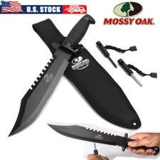 Mossy Oak Survival Hunting Knife W/Sheath 15'' Fixed Blade Tactical Bowie Knife