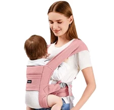 Baby Carrier Newborn Infant Toddler Pink Soft Cotton Mesh Adjustable Ergonomic