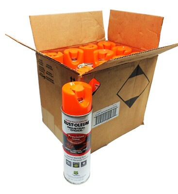 (12) Rust-Oleum 203027V Precision Line Marking Paint Fluorescent Orange  17 oz