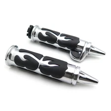1Pair 25m Chrome Flame Spike Hand Grip Throttle Boss For Harley Dyna Touring Sof
