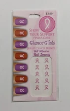 One Pack Breast Cancer Awareness Pink Ribbon Nail Art Jewels Self Adhesive