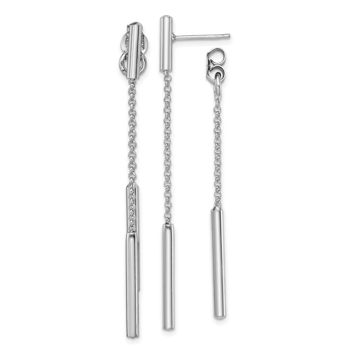 Silver bar dangle earrings deals