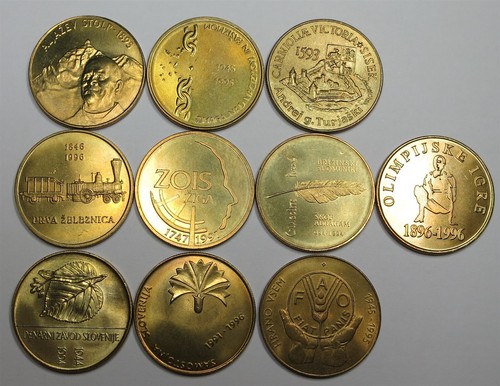 SLOWENIEN Lot 10x 5 Tolar 1993 1997 UNC Eisenbahn Olympische Spiele Berg FAO Krieg #S15 - Bild 3 von 4