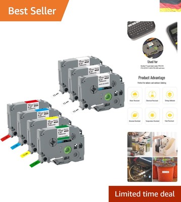 Kamo Schriftbänder 7er-Pack kompatibel Brother Schriftband P-touch Bänder TZe...