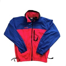 Vintage Columbia Sportswear Hooded Colorblock Windbreaker Mens Medium Blue Neon