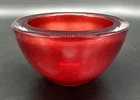Vintage Murano Italy Red Glass Bowl 4.75" x 2.75" Small Round Heavy