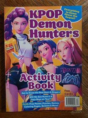 KPOP Demon Hunters Activity Book Fan Guide Puzzles Games Coloring Free Poster