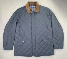 Brooks Brothers Paddock Diamond Quilted Theremore Coat Mens L Navy Zip Lined