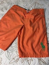 POLO RALPH LAUREN Swimwear Orange/Green Medium BOYS SWIM TRUNK SHORT Size 10-12