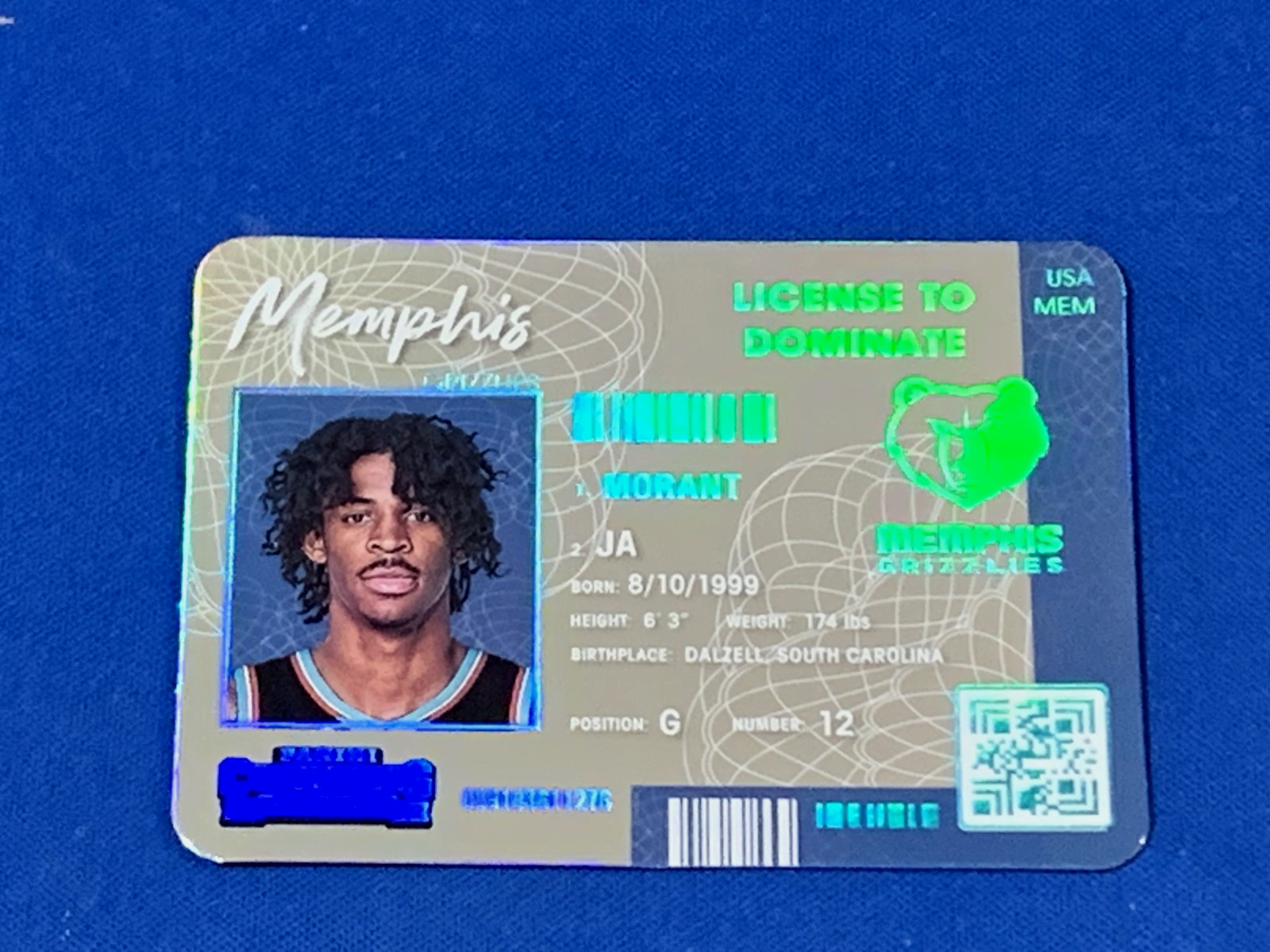Ja Morant, Grizzlies, 2021 Contenders License to Dominate, Card#20