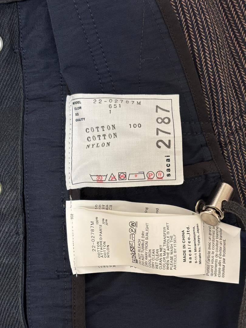 USED SACAI PATCHWORK DETAIL BUTTON JACKET GOOD - image 6