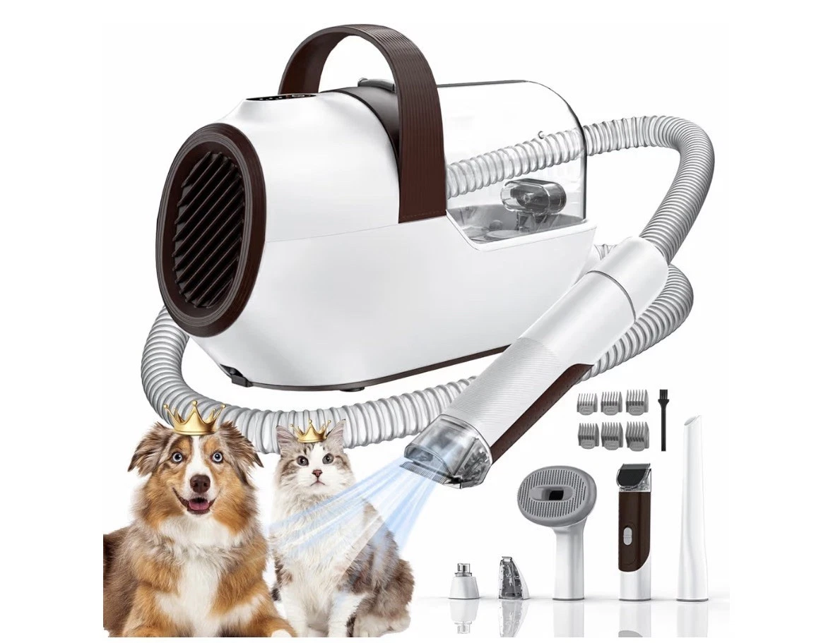 Dog Grooming Vacuum, Dog Grooming Kit with Pet Clipper Nail Grinder, 6 Pet Groom