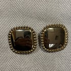 Vintage Gold Tone Square Clip On Earrings — photo 1
