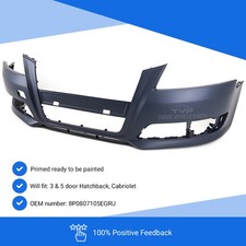 Fits Audi A3 2008-12 Front Bumper Primed No Sensor Or Washer Holes Not S Line